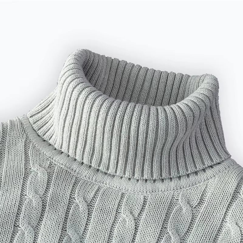 2025 New Men'S High Neck Sweater Solid Color Pullover Knitted Warm Casual Turtleneck Sweatwear Woolen Mens Winter Outdoor Tops