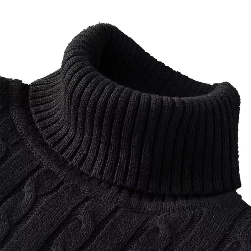 2025 New Men'S High Neck Sweater Solid Color Pullover Knitted Warm Casual Turtleneck Sweatwear Woolen Mens Winter Outdoor Tops