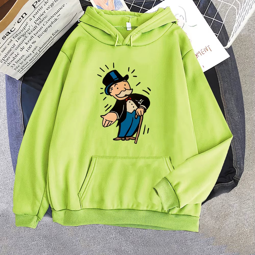 MONOPOLY MAN Hoodies Mens Sweatshirts for Winter/Autumn Hooded Fleece Cartoon Graphic Clothes Harajuku Unisex Sudaderas Hoodie