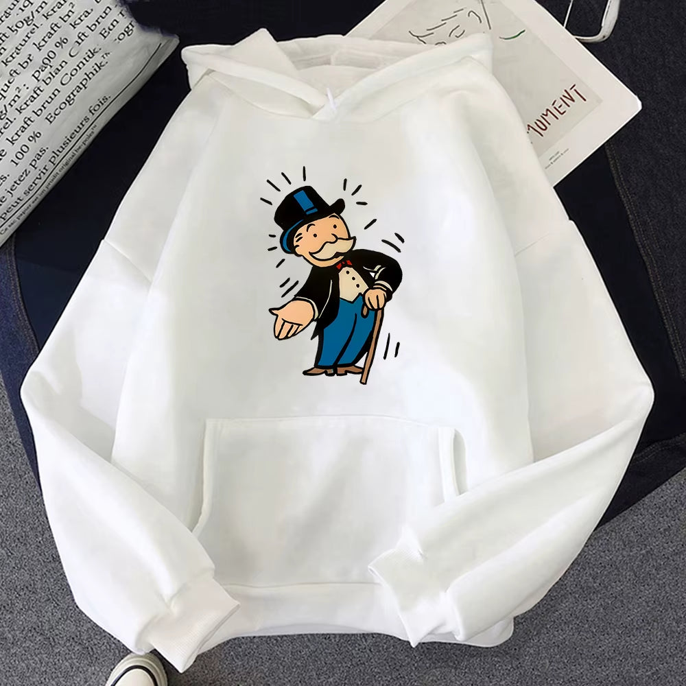 MONOPOLY MAN Hoodies Mens Sweatshirts for Winter/Autumn Hooded Fleece Cartoon Graphic Clothes Harajuku Unisex Sudaderas Hoodie