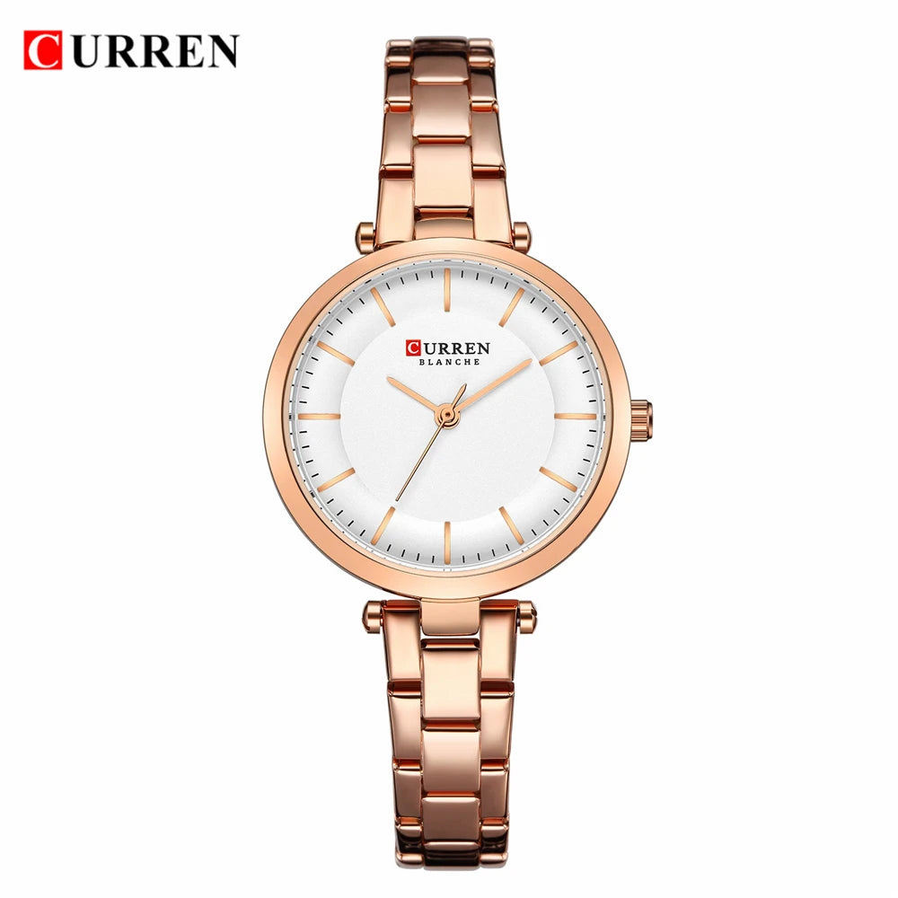 Chic rose-gold women’s watch featuring a slim bracelet and timeless design for everyday wear.