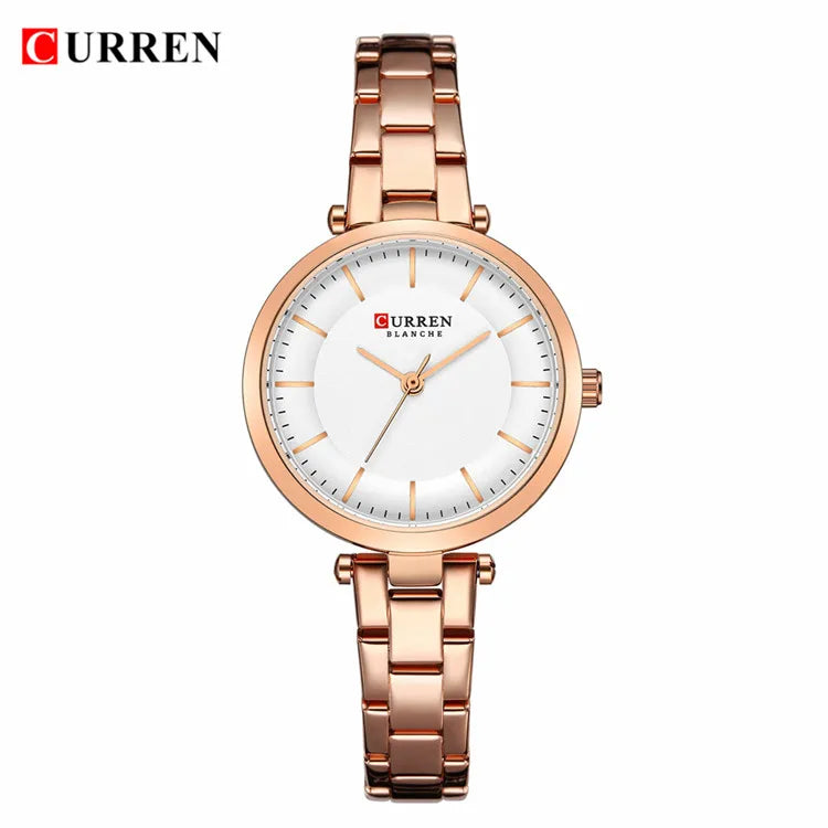 Chic rose-gold women’s watch featuring a slim bracelet and timeless design for everyday wear.