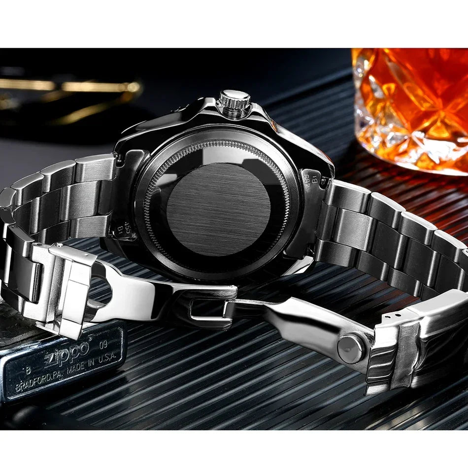 Automatic Watches for Men Mechanical Self Wind Movement Stainless Steel Gold Gradient Black Blue Date Reloj Hombre Baratos