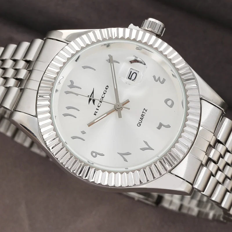 Classic steel timepiece with a textured bezel, clean dial, and reliable quartz movement.