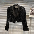 Women's Jackets Woman Clothing Small High Sequined Short Coat Female Autumn Temperament Online Celebrity Suit Collar Shiny Coat