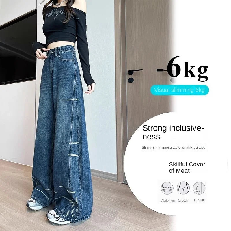 Womens Fleece Lined Jeans Loose Wide Leg Casual Slim Fit Denim Pants Comfortable Y2k jeans baggy jeans woman clothing jeans y2k