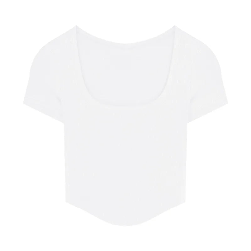 Y2K Goth Kwaii K-neck High Waist T-shirt T shirt Women Irregular Sexy Hot Crop Top Girls Tight Slim Tee Tshirt Woman Clothing