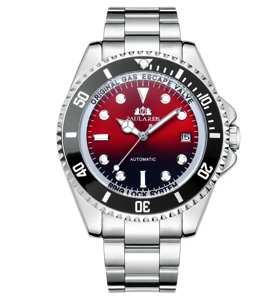 Automatic Watches for Men Mechanical Self Wind Movement Stainless Steel Gold Gradient Black Blue Date Reloj Hombre Baratos