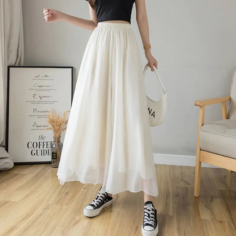 Women A-line Pants Black Wide-legged Pants High Waist Woman Clothing Loose Y2k Streetwear Design Chic Casual Thin New Trouser