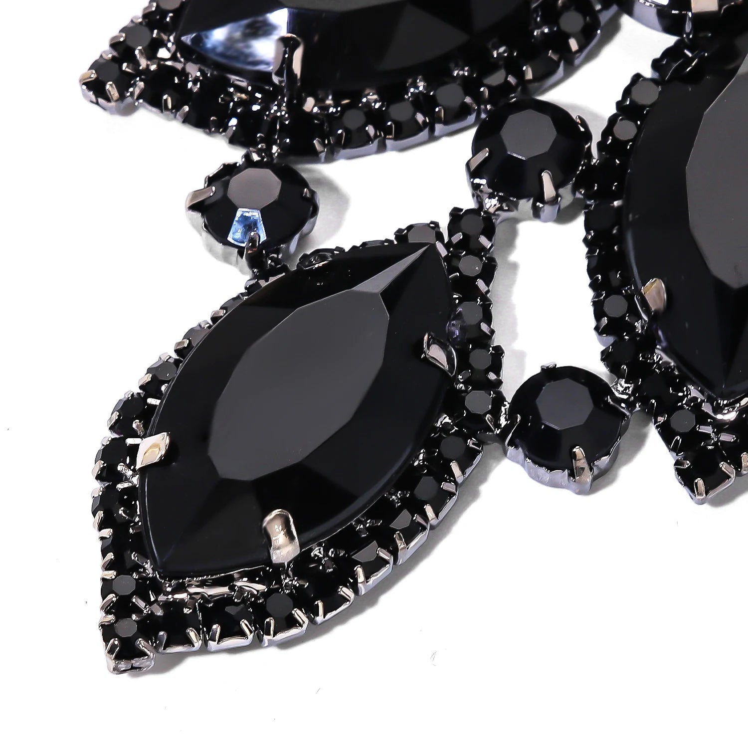 Stonefans Exquisite Earrings Necklace Set Leaf Exaggerate Accessories Luxury Black Rhinestone Bridal Jewelry Sets Prom for Women