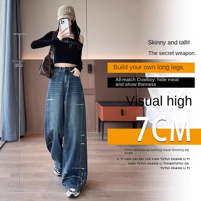 Womens Fleece Lined Jeans Loose Wide Leg Casual Slim Fit Denim Pants Comfortable Y2k jeans baggy jeans woman clothing jeans y2k