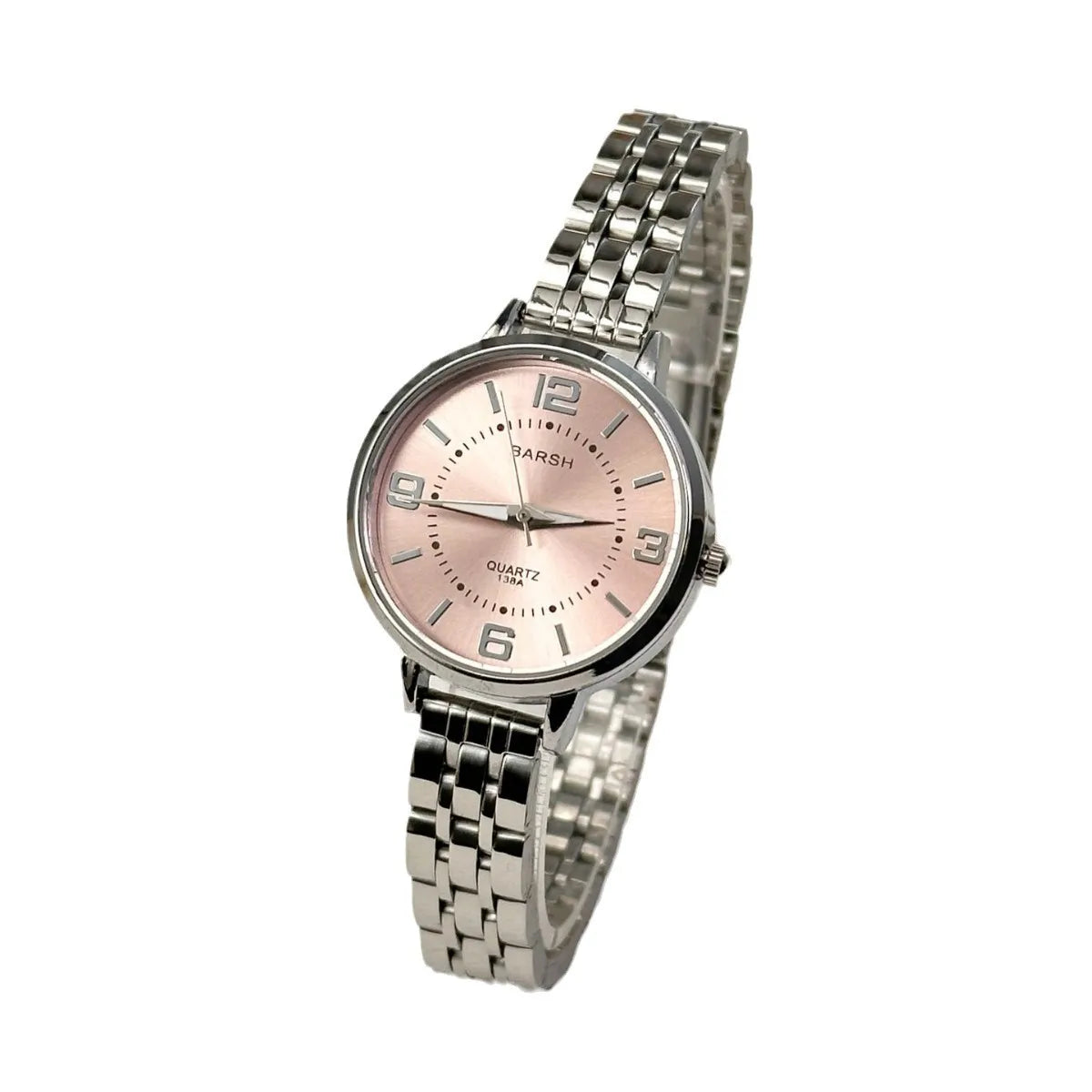 Elegant women’s silver watch with a polished stainless steel bracelet and clean white dial. Timeless, refined, and perfect for everyday luxury