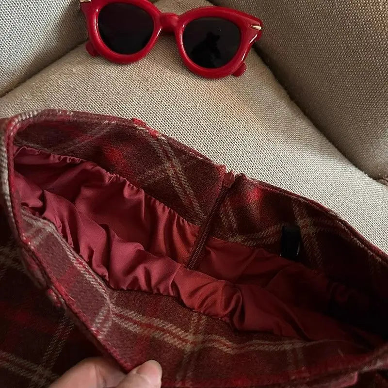 Woman Clothing Y2k Gingham JK Mini Skirts 2000s High Waist Sweet Lace Harajuku Korea A-Line Zipper Girls Vintage Autumn Winter