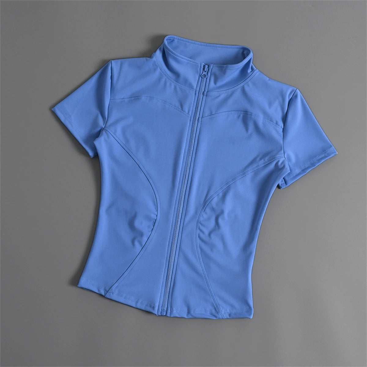 Casual Slim Sports Coat For Women Short Sleeve Solid Zipper Tops Female Cycling Running Yoga Outfit Clothes Summer Sport Jacket